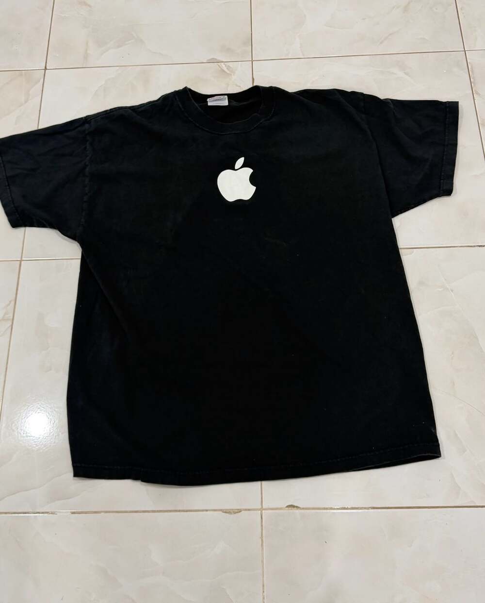 Vintage Apple Center Logo T-Shirt Hanes Beefy-T Black 2XL